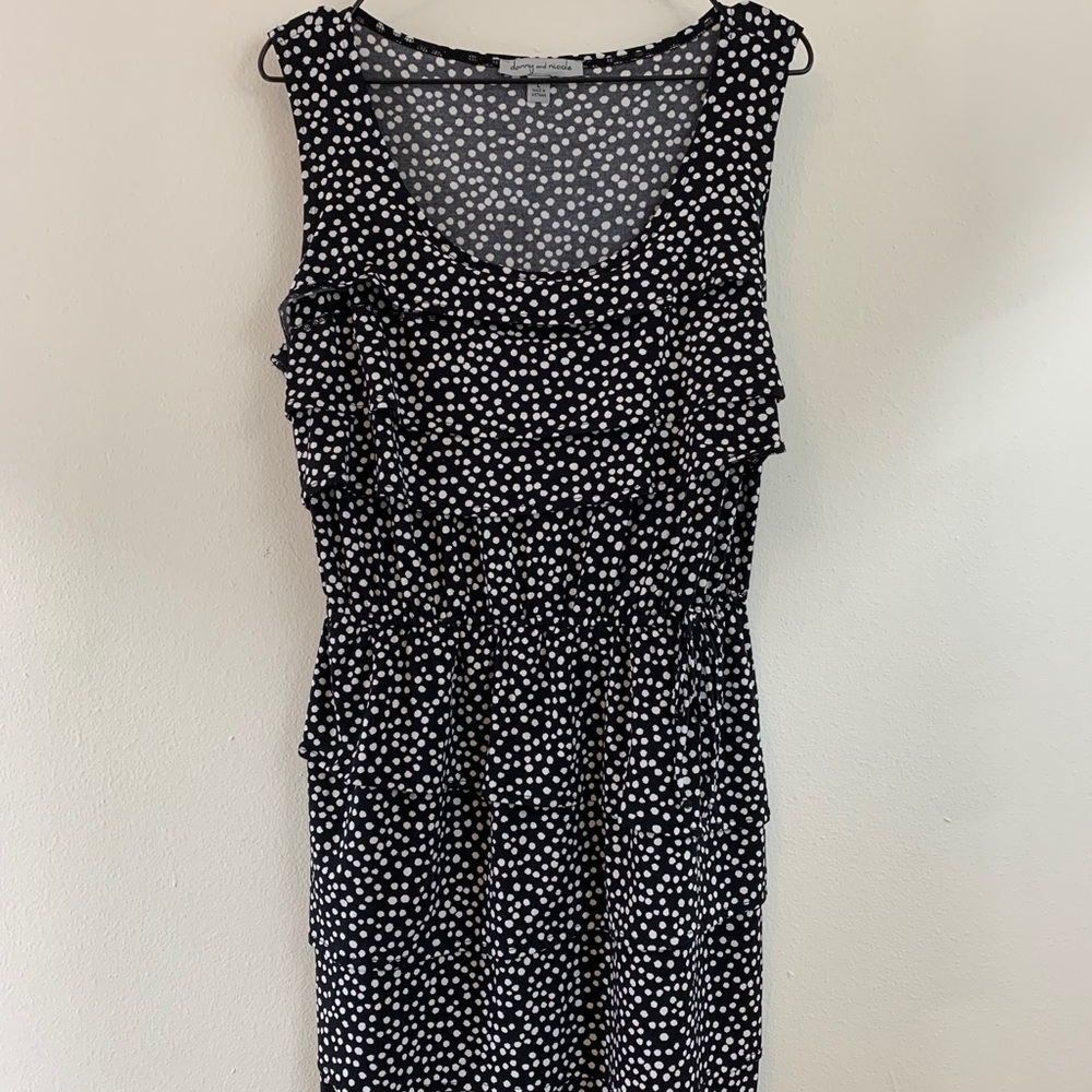 Black & white polka dot midi dress, size large